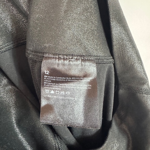 Lululemon Align High Rise Pant 25" Shine Radiate Foil Black Leggings Size 12 - Picture 3 of 5